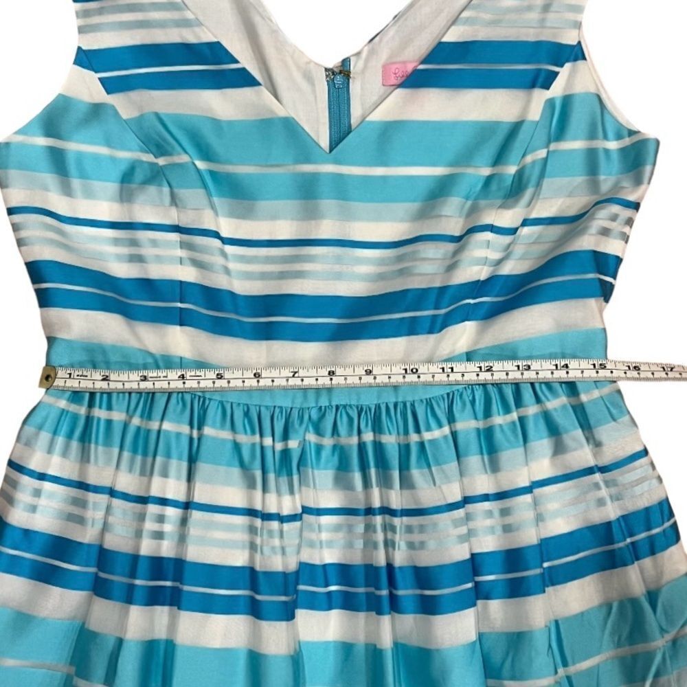 Lilly Pulitzer Kiera Turquoise Striped Fit and Flare Dress - Picture 7 of 11